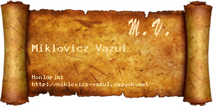 Miklovicz Vazul névjegykártya
